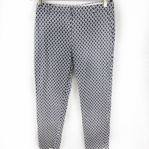 H&M Blue and White Diamond Pattern Pants -Size 10 - Picture 4 of 8